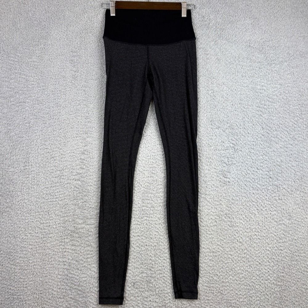 Lululemon Leggings Womens 4 Black Striped High Rise Full Length Yoga Pants Thin